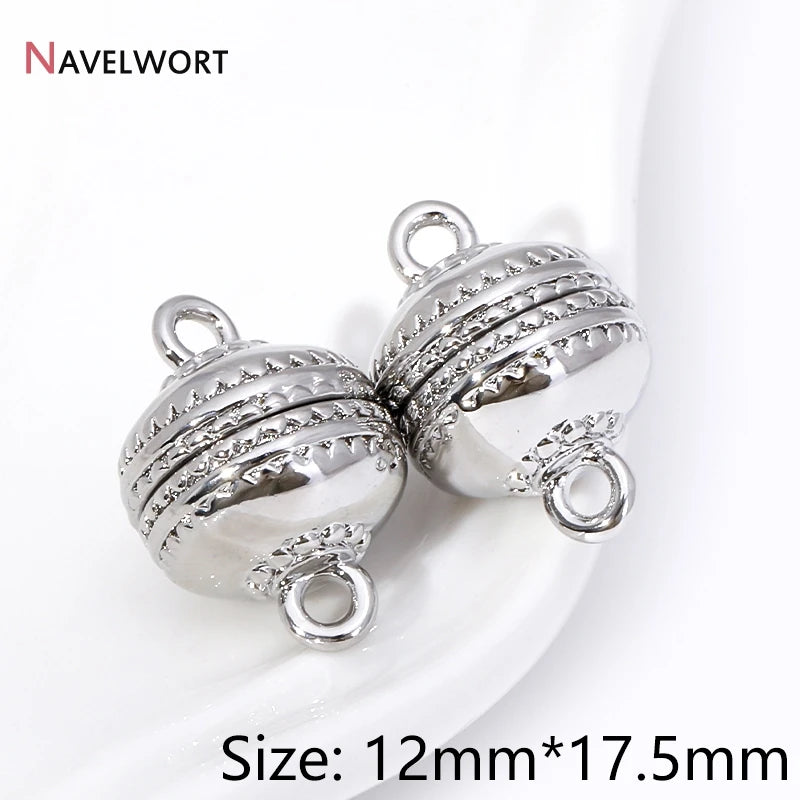 18K Gold Plated Brass Round Strong Magnetic Clasps For Bracelet Necklace Making Findings,End Clasps Connector For Jewelry Making