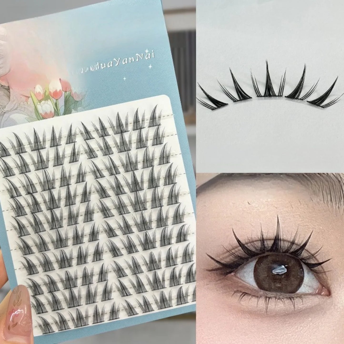 100pcs Sunflower DIY False Eyelashes Natural Thick Cartoon Extensions Clusters Individual Lashes Cluster Segmented Lash Bundles