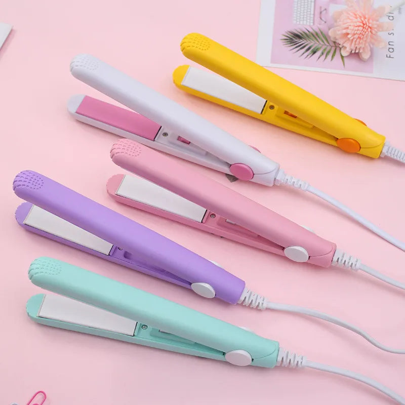 New Mini Hair Straightener Flat Iron Ceramic Curling Iron Short Hair Portable Dual-Use Curler Hair Styling Care For Traveling
