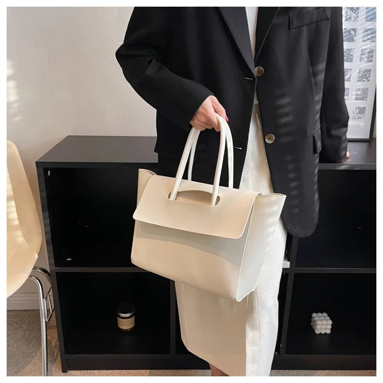 Large Capacity Women's Tote Bag Luxury PU Leather Shoulder Bag French Vintage Top-handle Handbag Casual Commute Shopper Bags