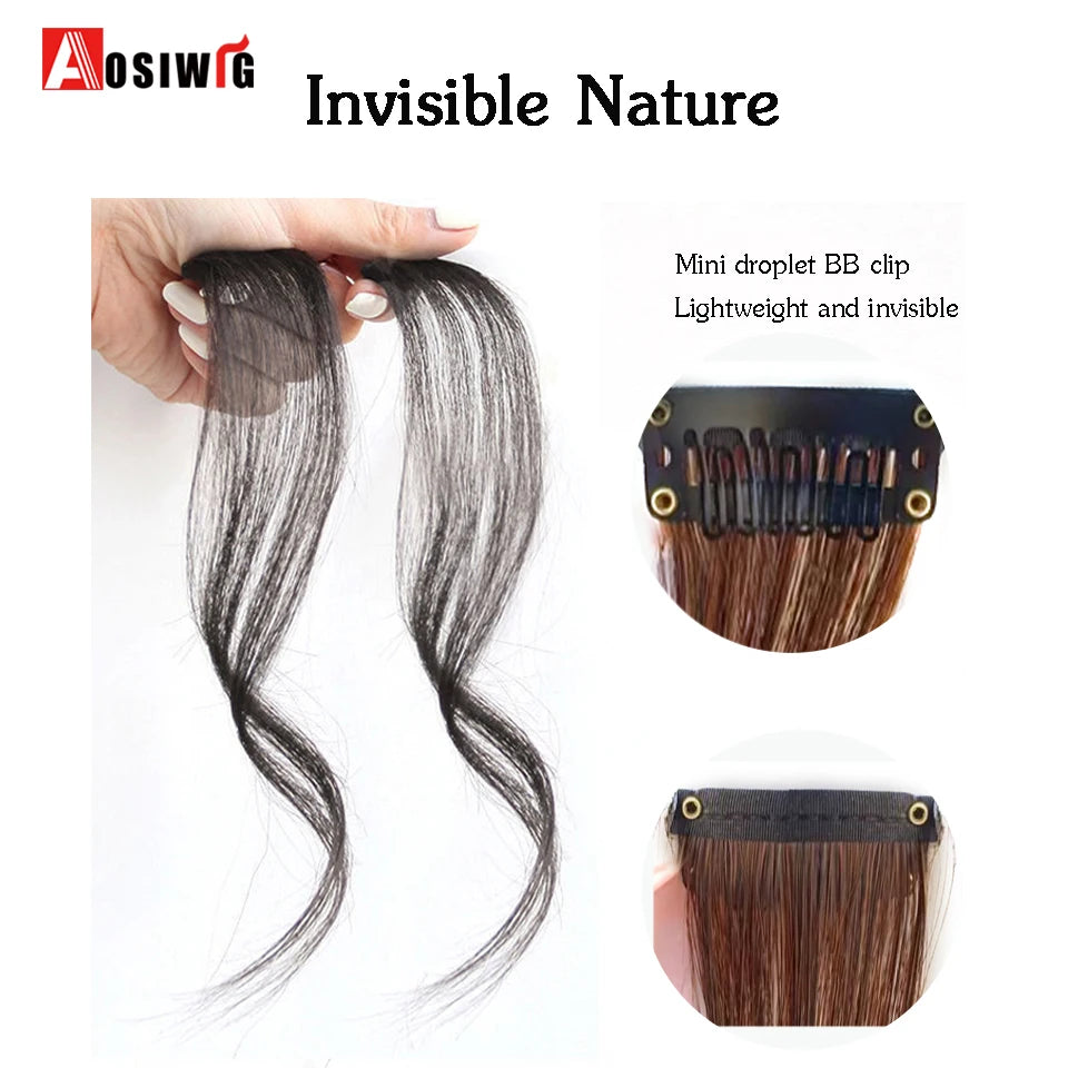 2PC Synthesis Bangs Wig Hair Extensions Curly Clip-on Hair Front Side Long Wavy Blone  Bangs With Clip Invisible Fringe Fake Hai