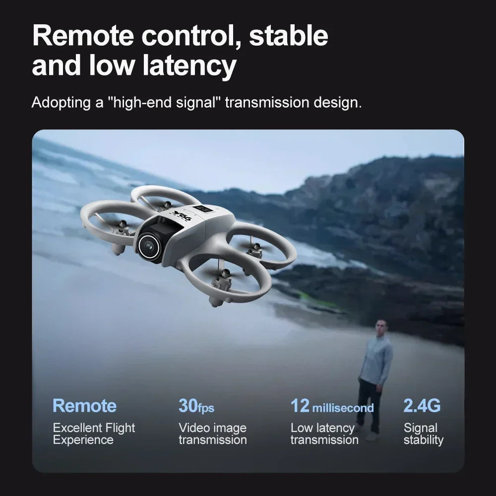 New Mini Drone V66 with 180° Adjustable 4K HD WiFi Camera LED Light Pocket RC Quadcopter Obstacle Avoidance for Adults Kids