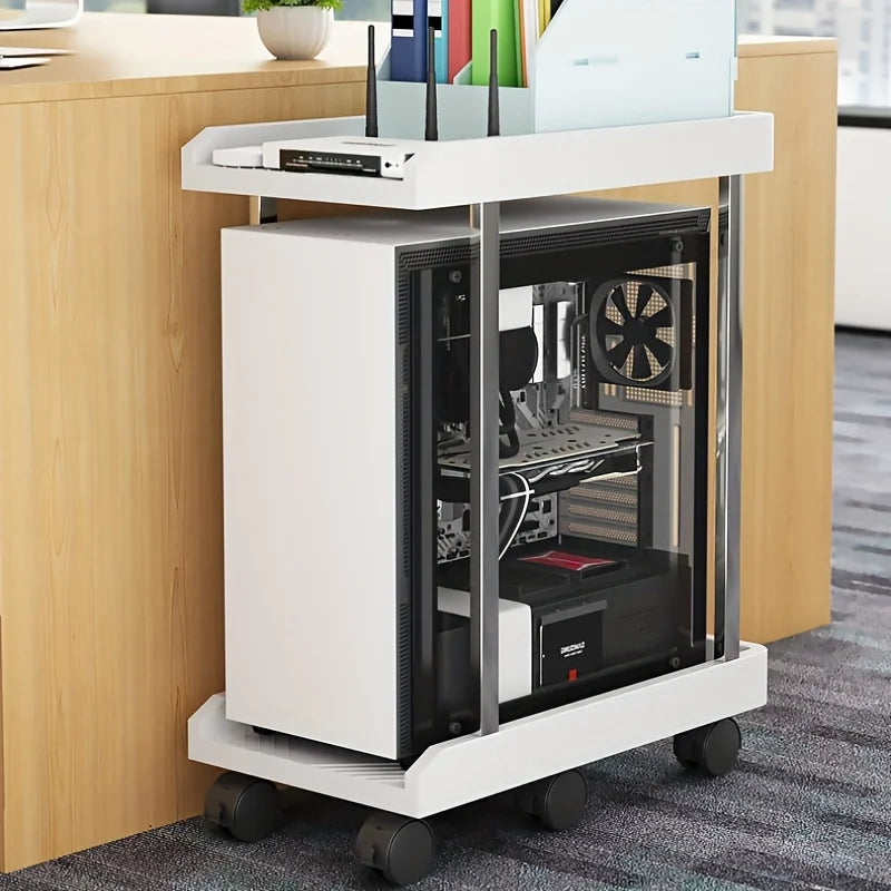 Computer Tower Stand, PC Stand with 2 Layers of CPU Stand and 6 Locking Feet Wheels Suitable for Most PCs