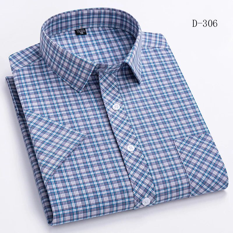 Short Sleeve Shirts For Man Summer England Preppy Classic Checked Clothing New Fashion Plaid Cotton Businessman Casual Shirts
