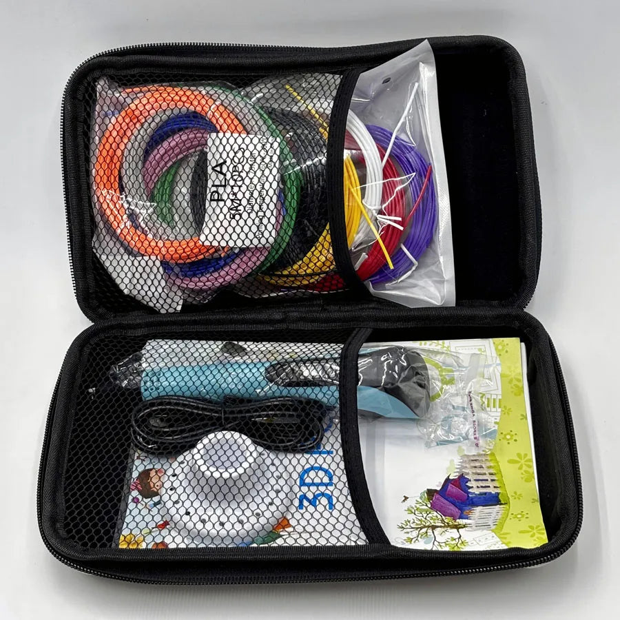 3D Printing Pen Set with PLA Materials Portable Storage Bag Creative Drawing DIY Handcraft Tool Kit for 3D Art Painting