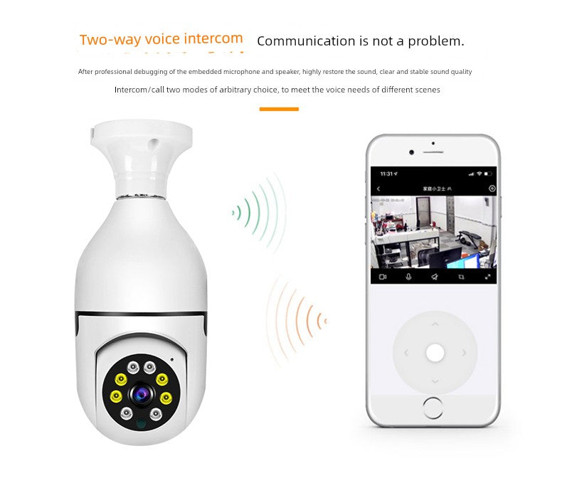 Wireless Lamp Holder Monitor 360-Degree No Blind Spots Lamp Head Surveillance Camera for Home Use, Mobile Phone 4g Remote, No Need to Plug in