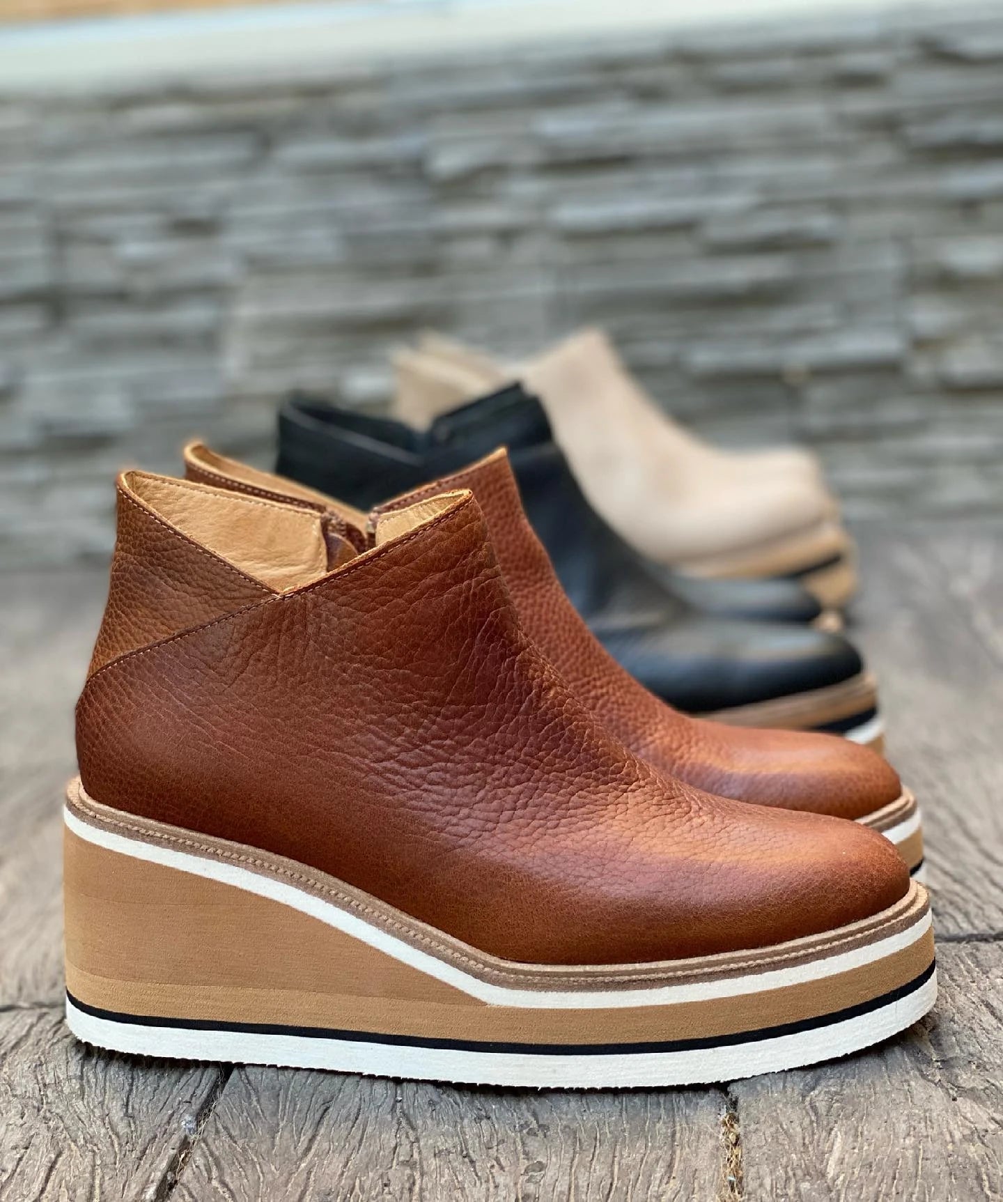 Wedges Women's Boots Retro Female Ankle Boots Trend Round Toe Platform Booties Comfortable Zipper Leather Shoes for Women Heeled