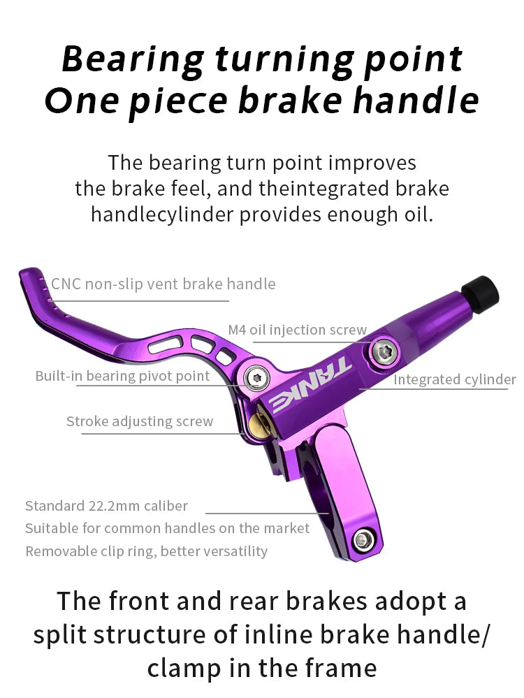 TANKE MTB 4-piston hydraulic disc brake 900/1700mm, 4-piston brake pad in resin, oil pressure AM DH road MTB ultra-light disc br
