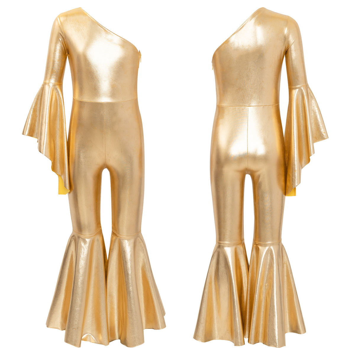 Shiny Halloween Hippie Costume for Kid Girls Sleeveless Sequins Tassels Disco Outfit 70s 80s Prom Flare Jumpsuit Party Costume