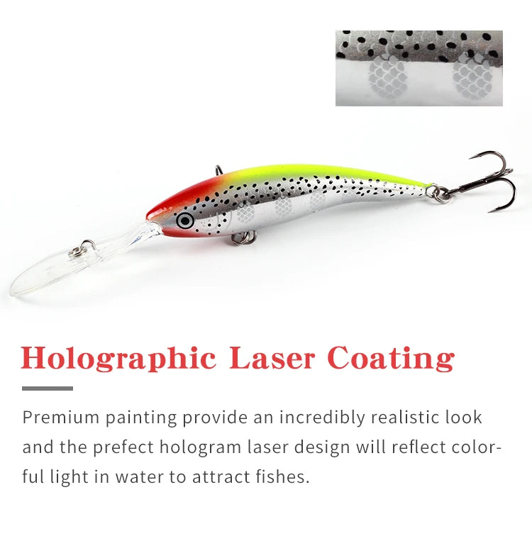 FM33 Deep Tail Dancer Hard Bait 75mm 10g  90mm 14.3g 105mm 23g Deep Diving Minnow Lure Wobbler Bass Pike