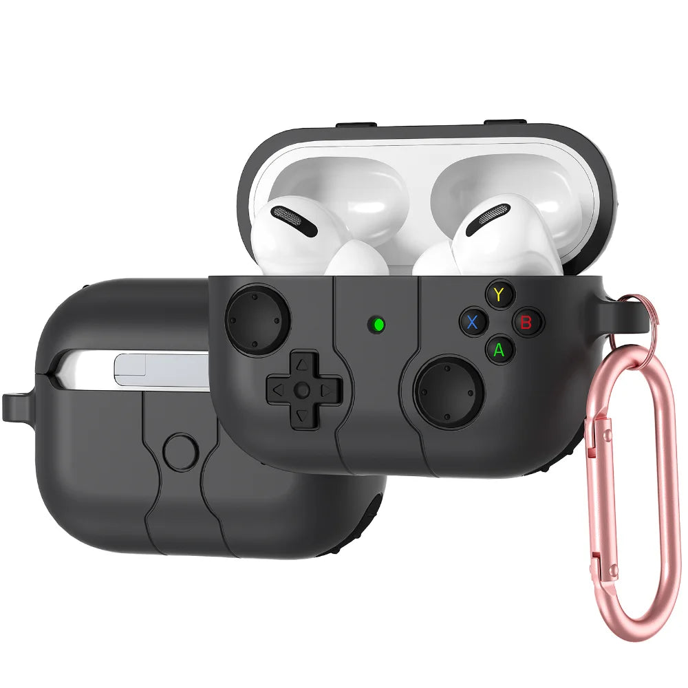 3D Gamepad Silicone Case for AirPods 4 2024/Pro 2, Cute Cartoon Shockproof Cover with Carabiner, Wireless Charging