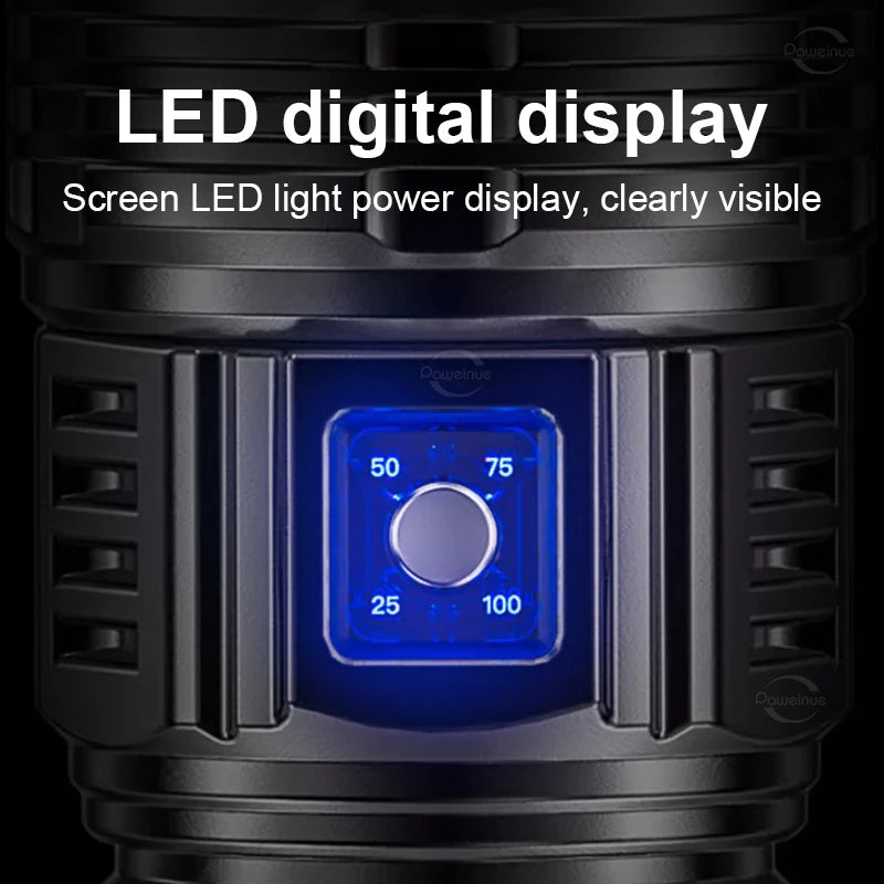 500000LM Ultra Bright LED Flashlight Bult-in Battery Most Powerful Flashlights Tactical Lantern COB Lights Emergency Spotlights