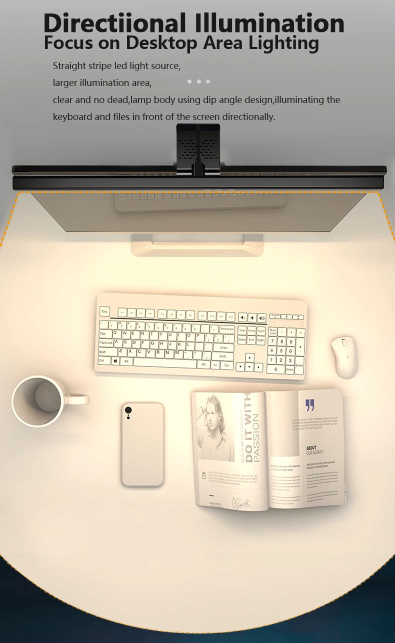 50cm Computer Monitor Light Bar Screen Hanging Lights Stepless Dimming USB Desk Lamp For Study Reading Light Table Monitor Lamp