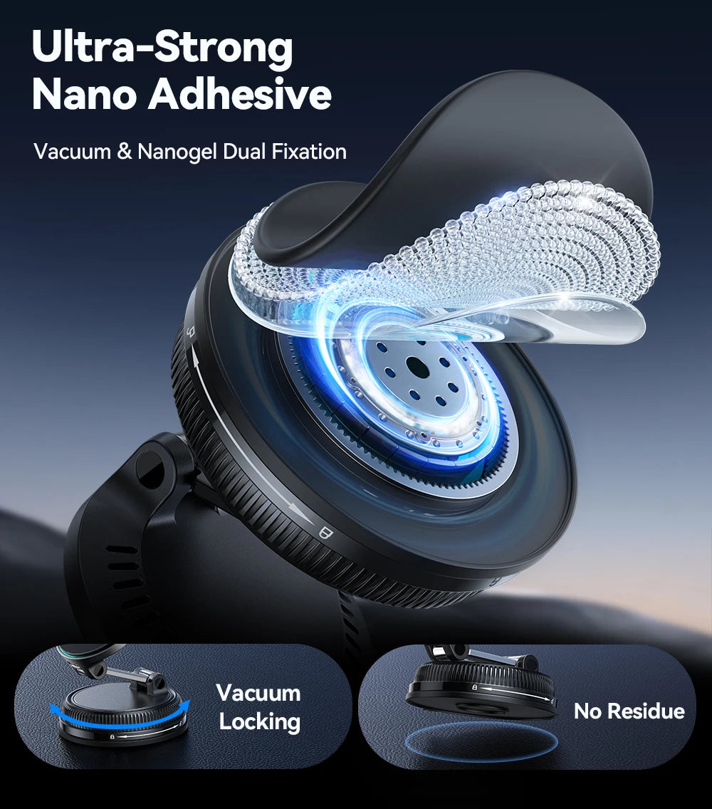 Joyroom Magnetic Car Mount Charger Vacuum Gel 2-in-1 Strong Suction Magnetic 15W Car Phone Holder Charger for iPhone 17 16 15 14