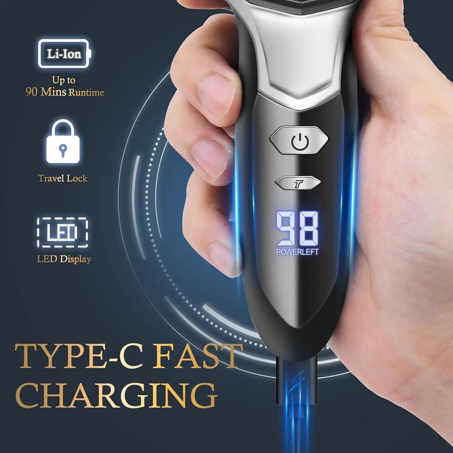 Kemei 5-Blades Beard Electric Shaver Face Wet Dry Electric Razor For Men Rechargeable washable Bald Heads Shaving Machine