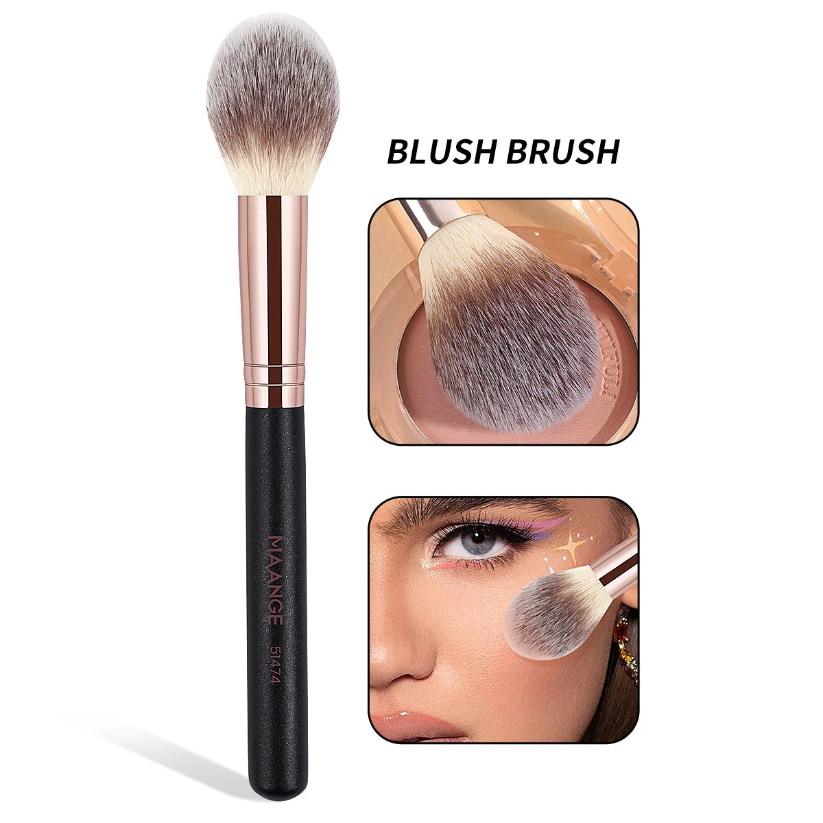 MAANGE Double Head Foundation Concealer Eyeshadow Blush Makeup Brushes Kabuki Mineral Premium Handle Soft Dense Hair for Gift
