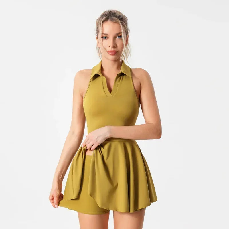 Tennis Skirt Women Golf Skirt Dress with Pockets Quick Dry Soft Nylon Fitness Tenis Shorts 2 Piece Tennis Yoga Suits Women Mujer