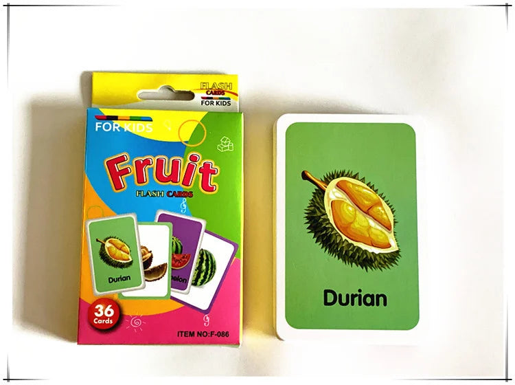 36Pcs Kids Cognition Card Shape Animal Color Teaching Baby English Learning Word Card Education Toys Montessori Material Gift