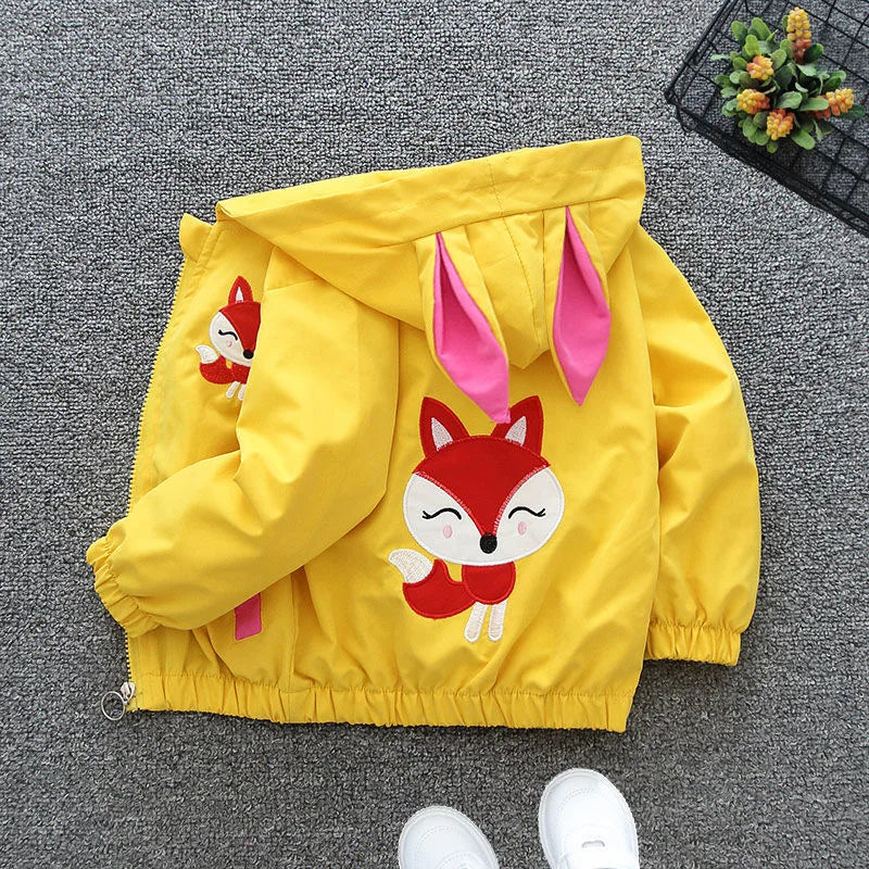 Cartoon Bear Kids Jacket Autumn Casual Boy Windbreaker Coat Hooded Zipper Boys Outerwear 1 2 3 4 5 6 Years Kids Clothes