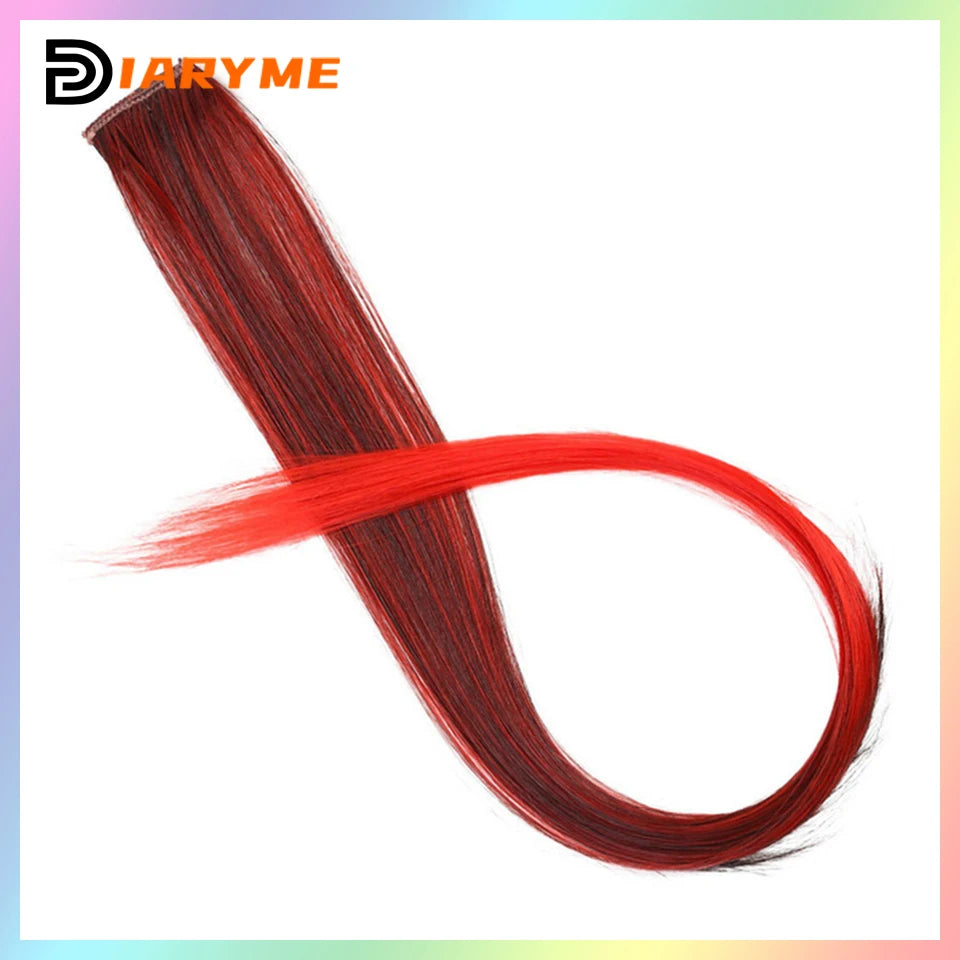 Colorful Hair Extensions Curly One Clip in Synthetic Long Hairpiece For Girls Women Kid Multi-colors Party Highlights Wig Piece