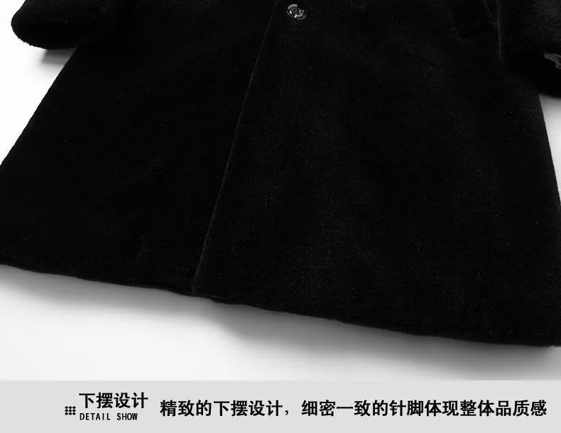 2024  Men's Imitation Fur Liner Winter Warm New Fur One-piece Coat Imitation Mink Fleece Mid-length Fur Coat  Men Jacket