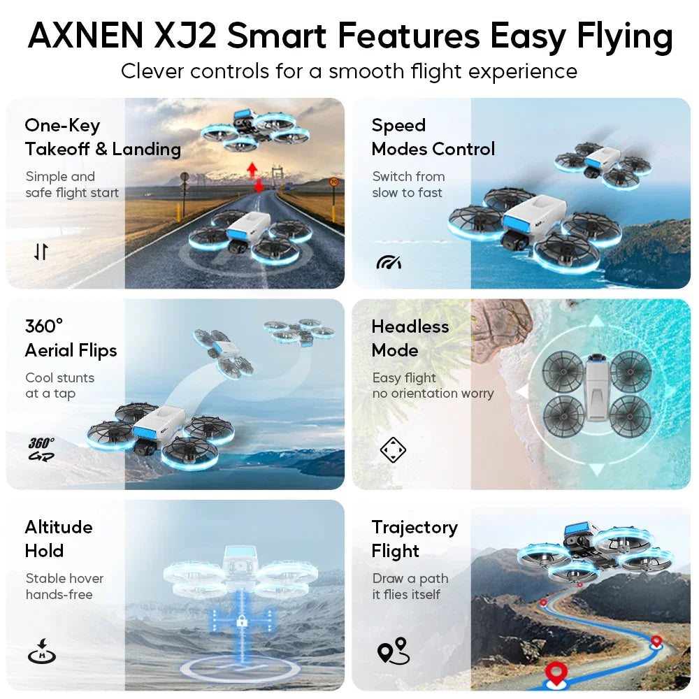 XJ2 Mini Drone 8K HD Camera, Foldable Brushless RC Quadcopter, Remote Control Toy for Kids Teens Beginners Gift Drone