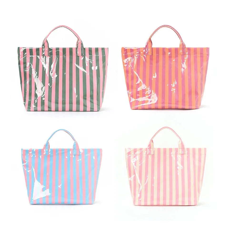 Cross-border striped tote bag high value lightweight handbag commuting large capacity portable travel shoulder bag