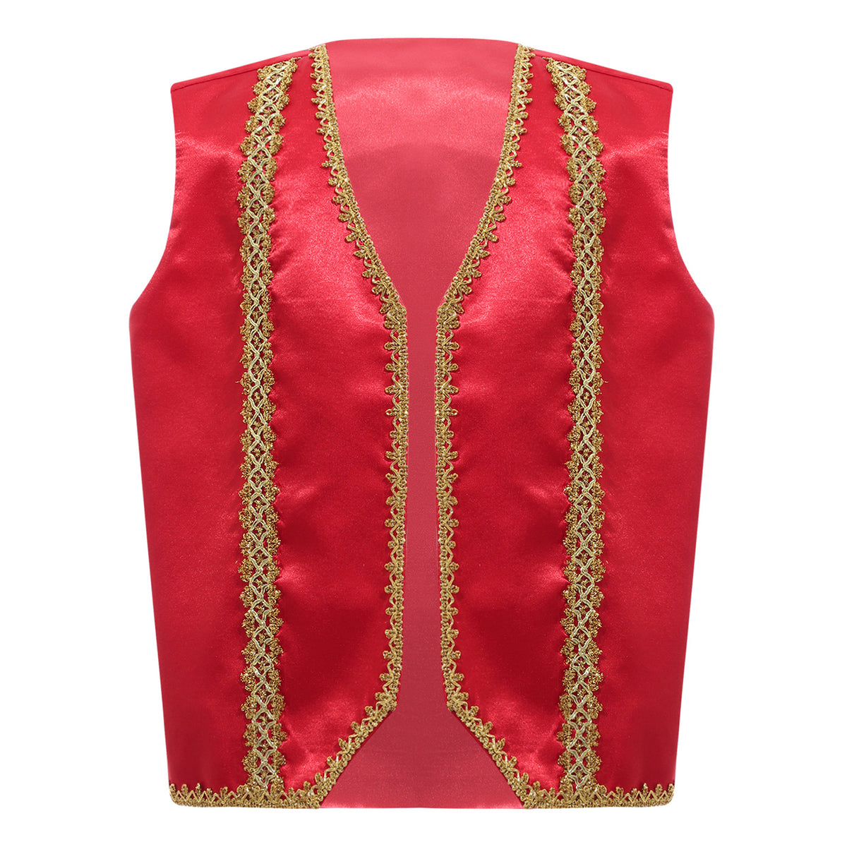 Kids Girls Boys Medieval Steampunk Costume Arabian Prince Sleeveless Golden Trim Waistcoat Vest Halloween Cosplay Fancy Dress Up