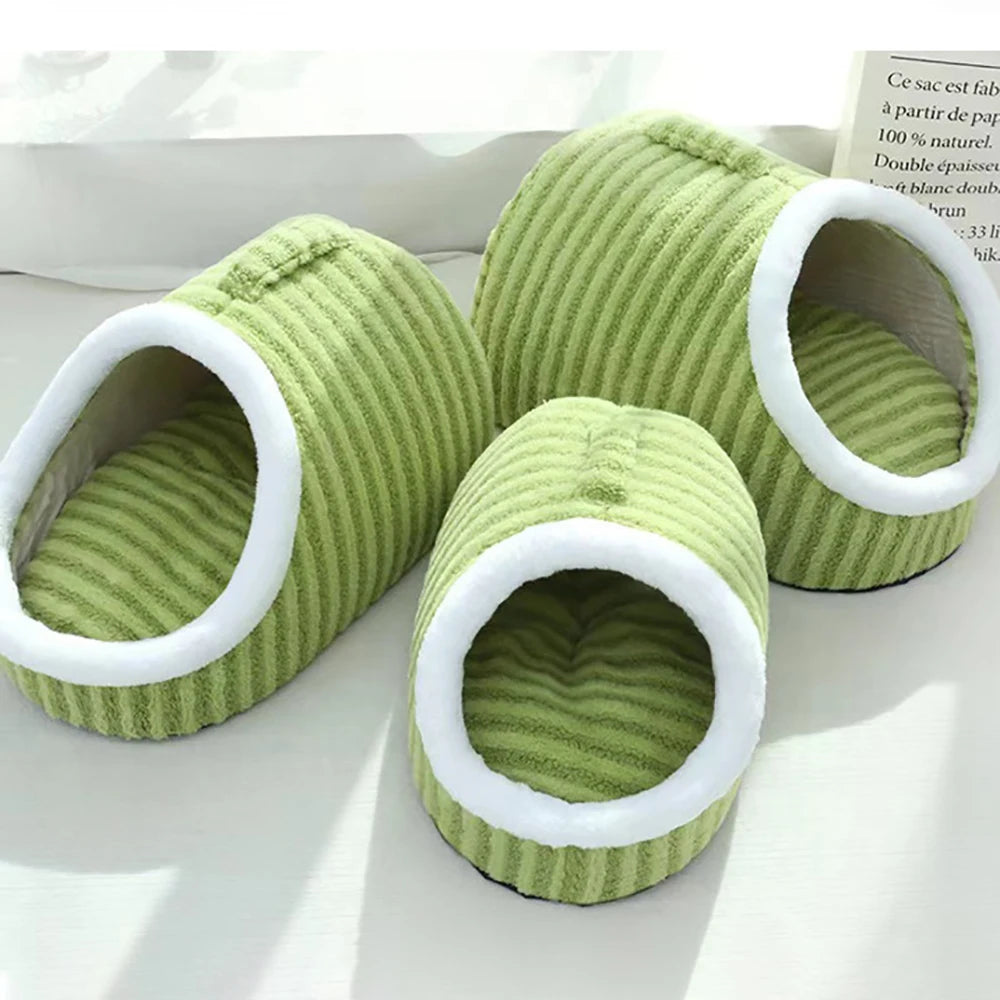 Fashion Warm Thick Sponge Dog Kennel Cat Nest Striped Slipper Design Pet Bed Cozy Comfortable Washable Pet Sleeping Mat