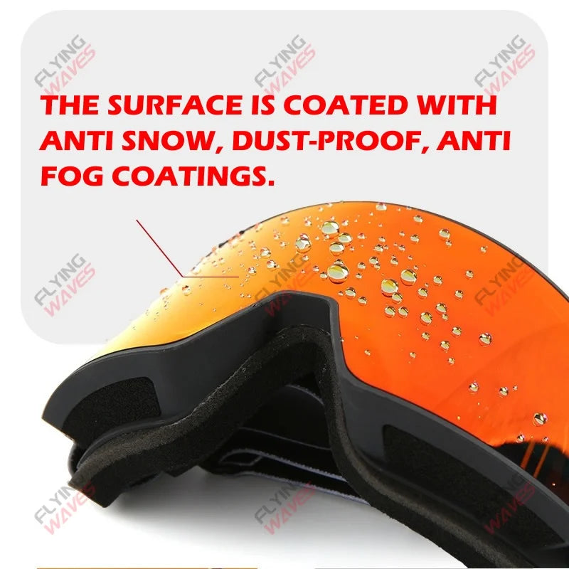 NEW Double Lens Full Ski Goggles OTG Snowboard Eyewear Adults Snow Glasses REVO Coating Anti-Fog Snow Blindness Protection