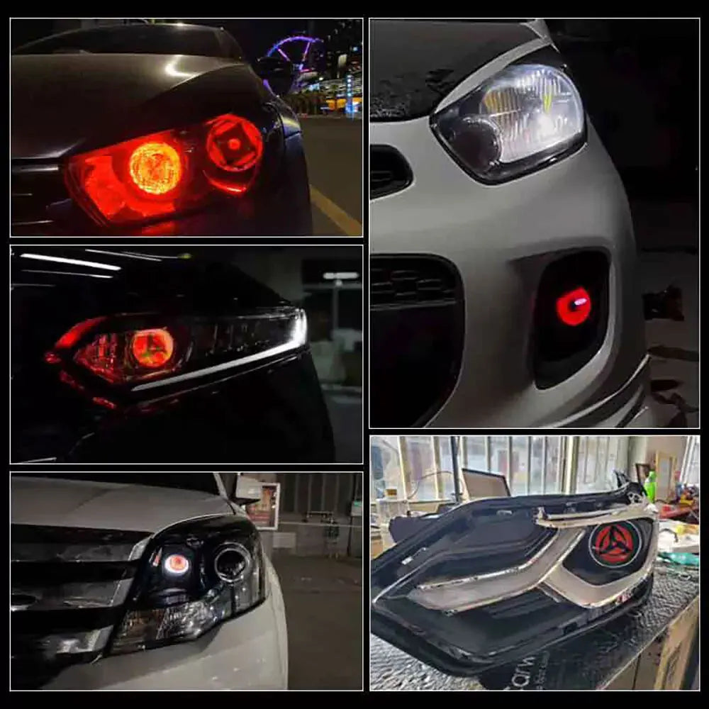 1Pair Car Dynamic Devil Eyes Lens Lights 12-36V Demon 3inch Red Eye ABS Waterpoof Headlight Assembly Auto Retrofit Accessories
