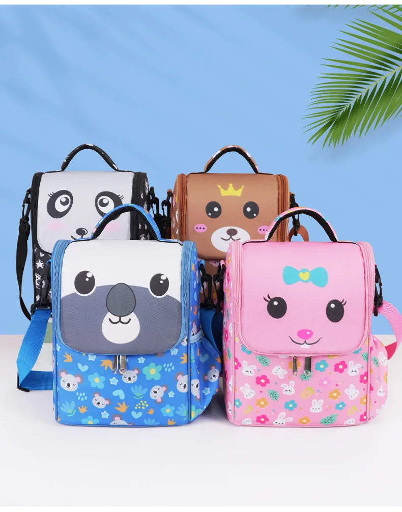 Children's Cartoon Portable Square Lunch Bag Ice Bag Student Insulation Meal Bag Traveing Outdoor Picnics Single Shouder Bag