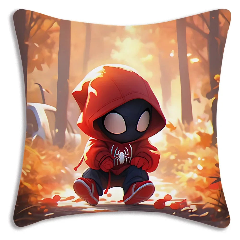 Black White Cool Pillow Covers Sofa Decorative Home HOT Marvels Spiders Man Double-sided Printing Short Plush Cute Cushion Cover