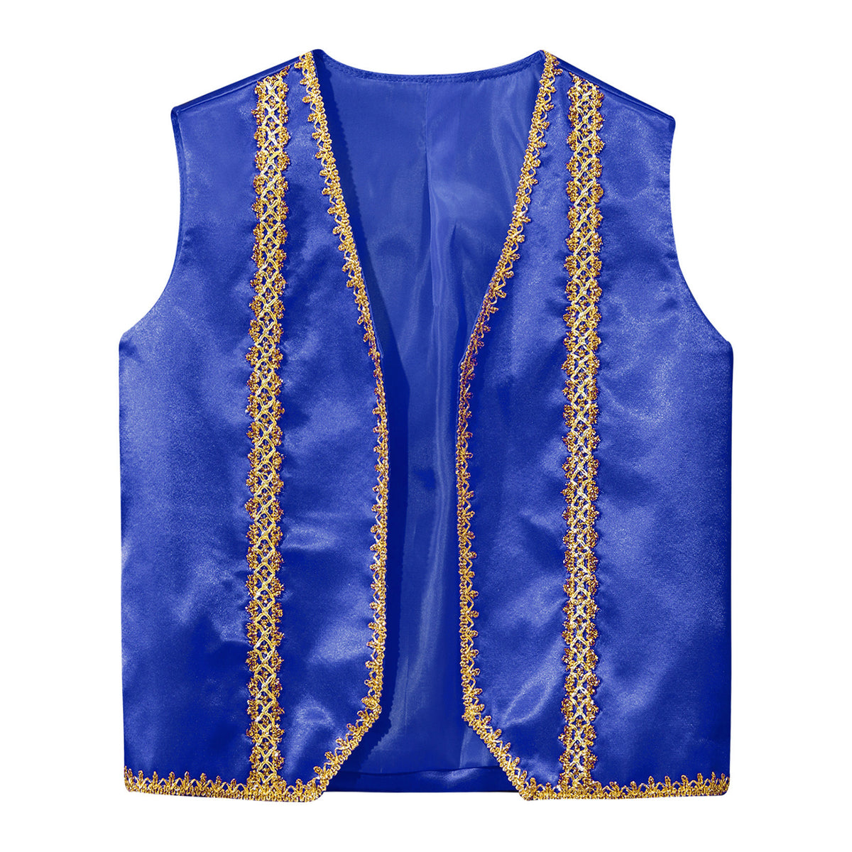 Kids Girls Boys Medieval Steampunk Costume Arabian Prince Sleeveless Golden Trim Waistcoat Vest Halloween Cosplay Fancy Dress Up