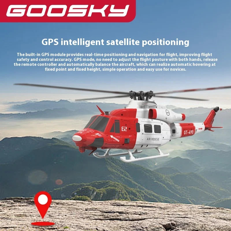 2025 New 1:35 Goosky E2 Remote-Controlled Helicopter Gps Intelligent Drone Resembling Real Uh-1y Helicopter