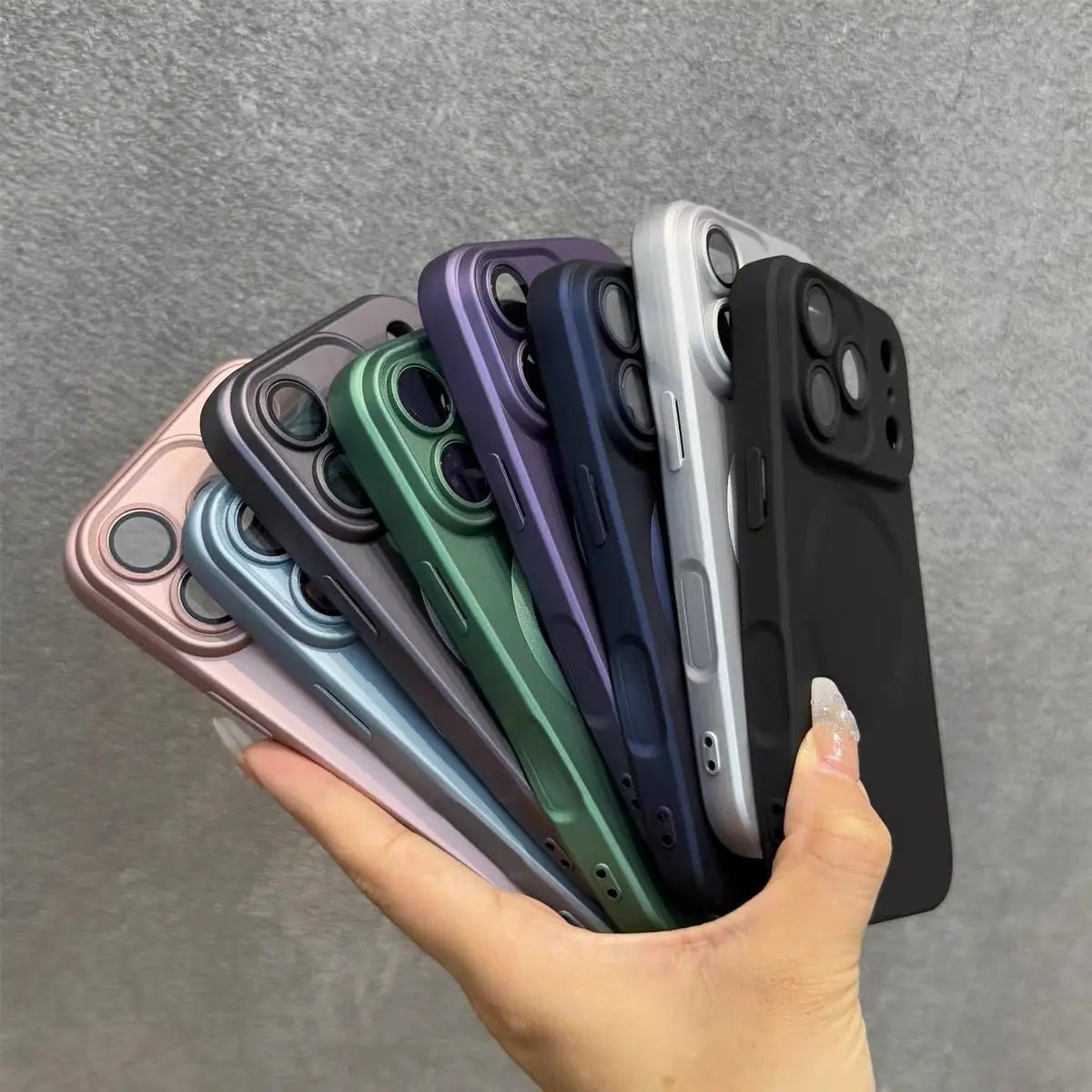 Luxury Electroplated Matte Metallic Color Magnetic Phone Case For iPhone 17 16 15 14 13 12 11 Pro Max Shockproof Soft Back Cover