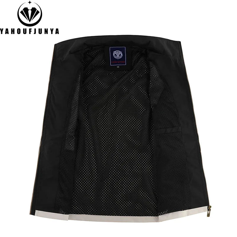 2026 New Summer Men Sleeveless Outdoor Cargo Leisure Lapel Vest Men Pocket Solid Color Fishing Camping Thin Vest Male Waistcoat