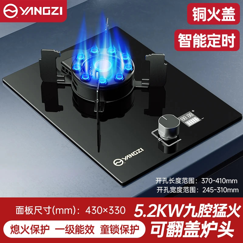 Gas Stove, Single Burner for Home Use, Dual-Purpose Embedded, YANGZI Mighty Fire Gas Stove AB