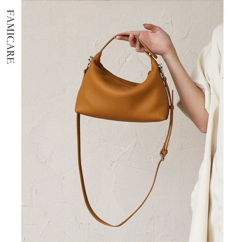 2024 New Women's Bag Female Luxury Soft Genuine Leather Handbag Lady Fashion Daily Casual Shoulder Bag Girls Crossbody Messenger