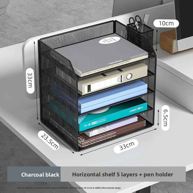 4 Trays Paper Organizer Letter Tray with Handle-Mesh Desk File Organizer, Paper Sorter Desk Organizer for Office, Home or School