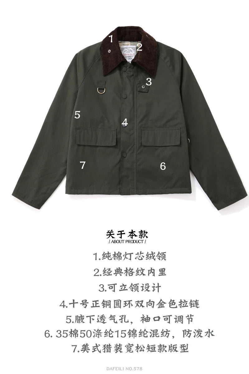 Cropped Canvas Un-wax Sl Spey Vintage Safari Olive Sage Green Outdoor Fishing Windbreaker Utility Tactical Hunting Coat For Men