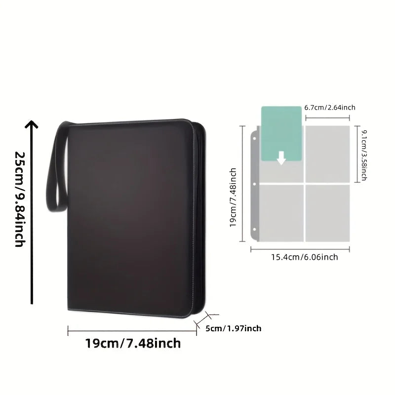 Card Binder,Game card collection album, Card protection collection storage book, durable waterproof, zip close, flip design