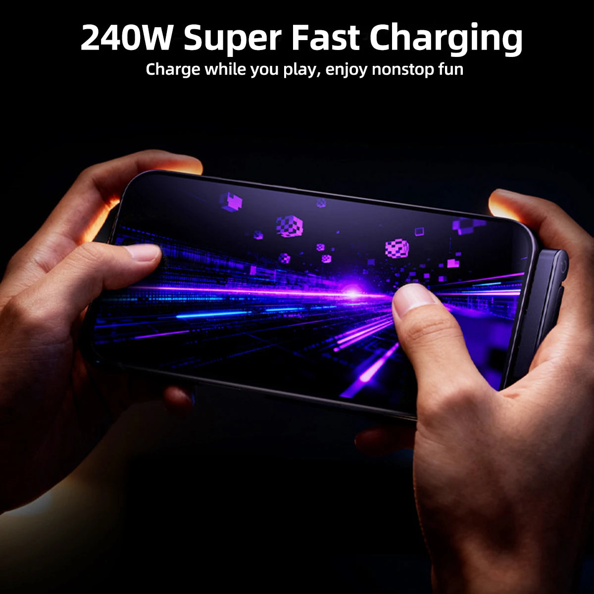 Ankndo 240W Fast Charging Foldable Phone Stand with 360 Rotating Type C Charging Data Cable 2-In-1 Phone Tablet Foldable Holder