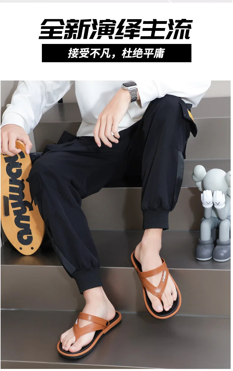 Flip-flops men's fashion trend summer foreign trade cross-border external wear breathable and wear-resistant toes two sandals