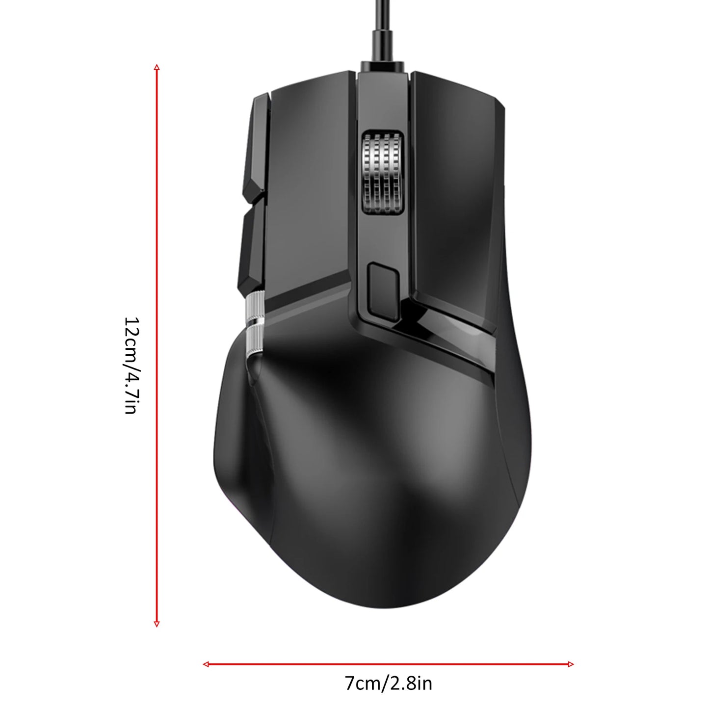 RGB Wired Gaming Mouse 7 Lighting Modes Dual Scroll Wheels Macro Programmable 1200-12400 DPI Ergonomic Design for PC Gamer