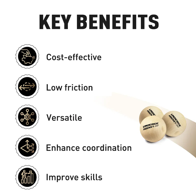 6pcs Ice Hockey Wood Ball 50mm Hardwood No-Bounce Floorball Training Equipment Team Hockey Professional Training Ball