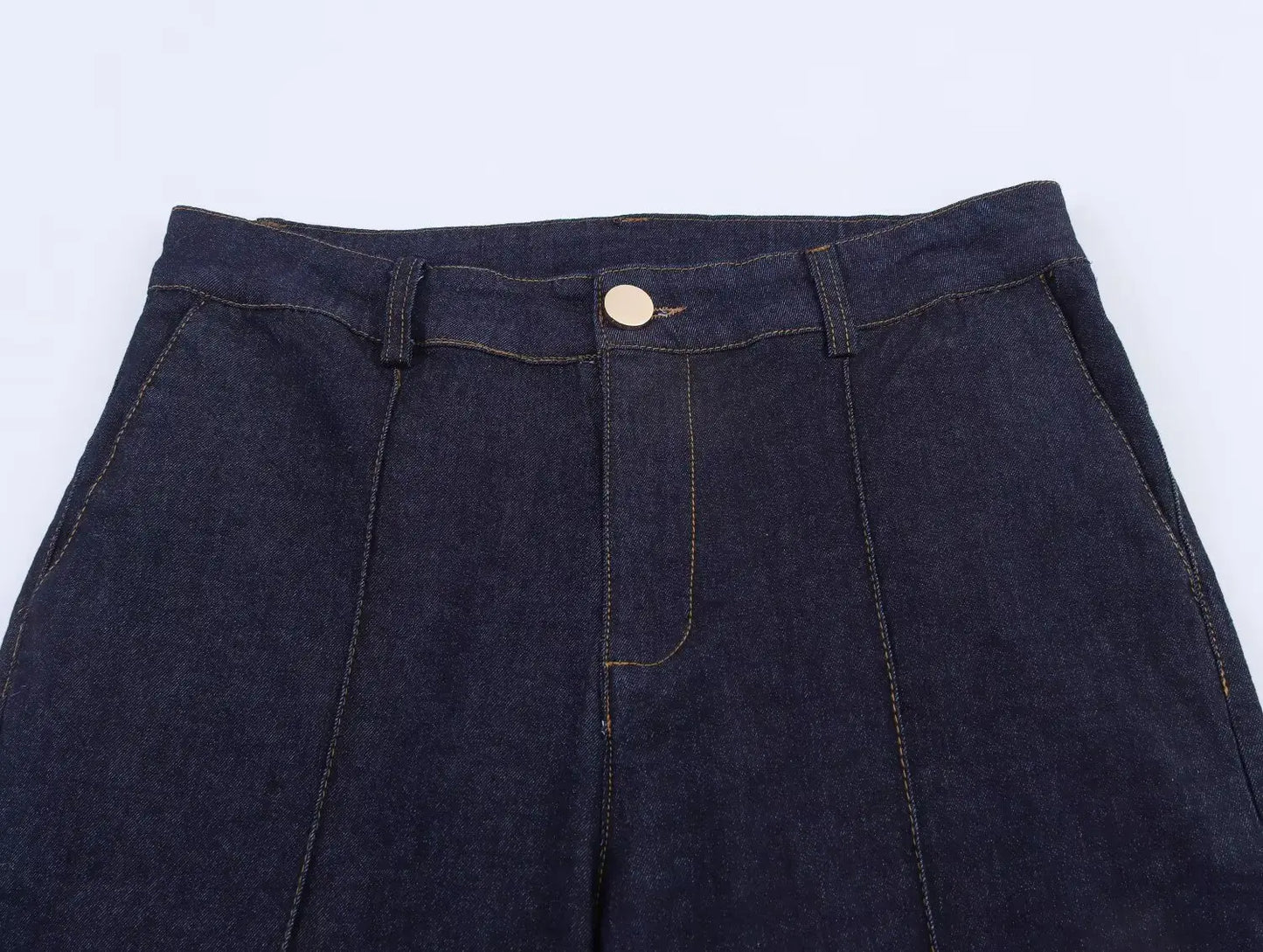 DiYiG  Women 2025 Autumn New Fashion Slim Fit Denim Bubble Sleeve Buckle Shirt Zipper Wide Leg Pants Blouses Mujer