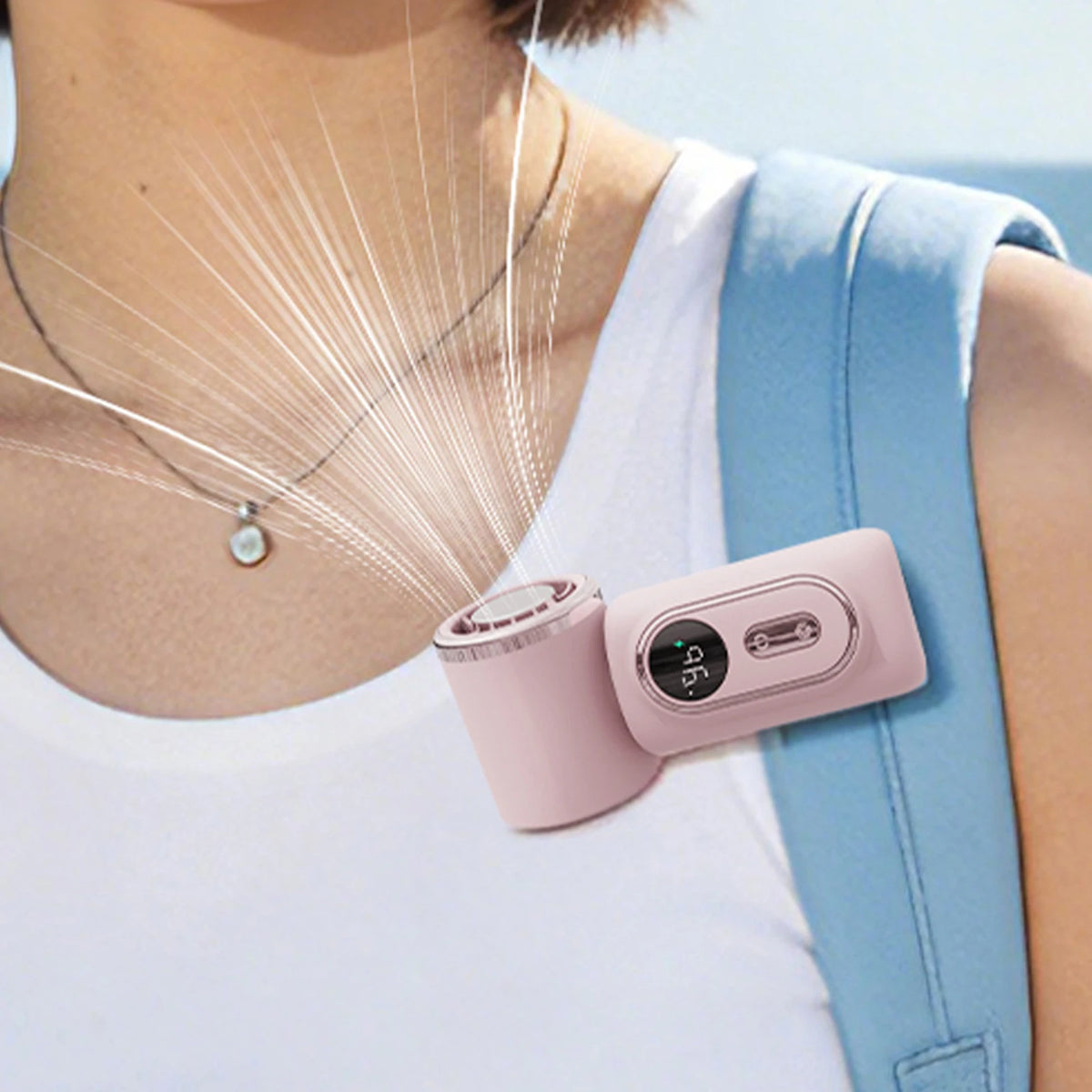 Portable Clip-On Mini Fans Adjustable 5-Speed Portable Fan with LED Display for Outdoor Travel Office Travel Accessories Gift