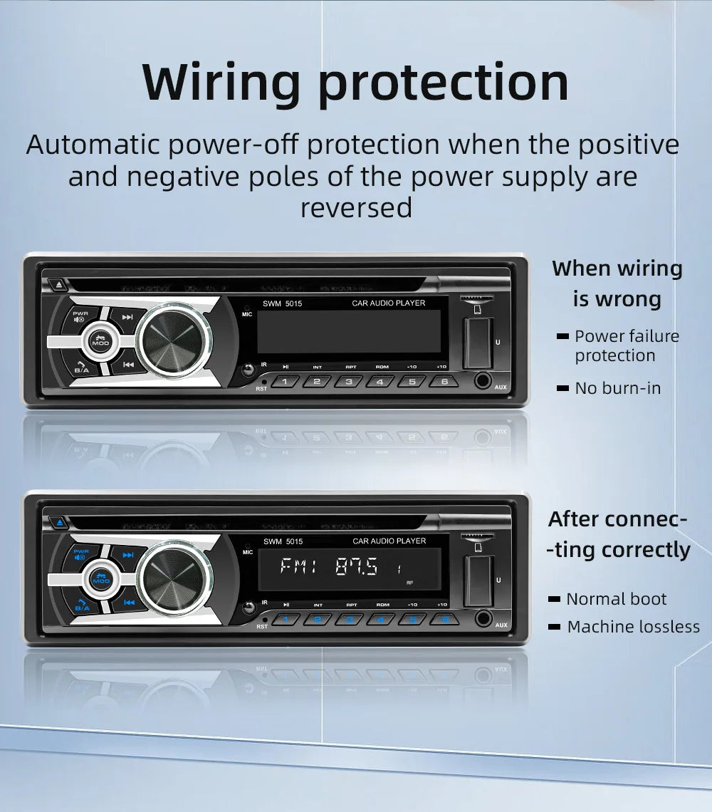 BQCC 1 Din Universal Car DVD/CD/VCD Player AI Voice BT USB TF AUX Input RDS Radio Locate a car Wiring protection EQ Car Stereo