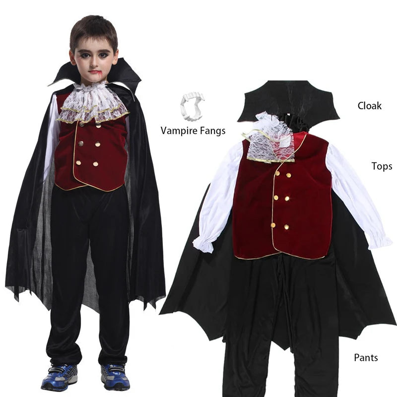 Halloween Fantasy Costumes for Kids Gothic Ghost Bride Red Vampire & Day of The Dead Cosplay Girls & Boys